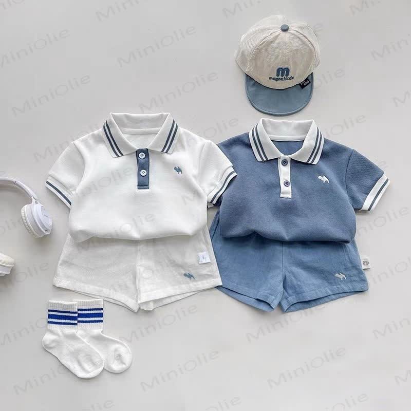 Completo da neonato composto da polo e pantaloncini classici, due pezzi. - image 1