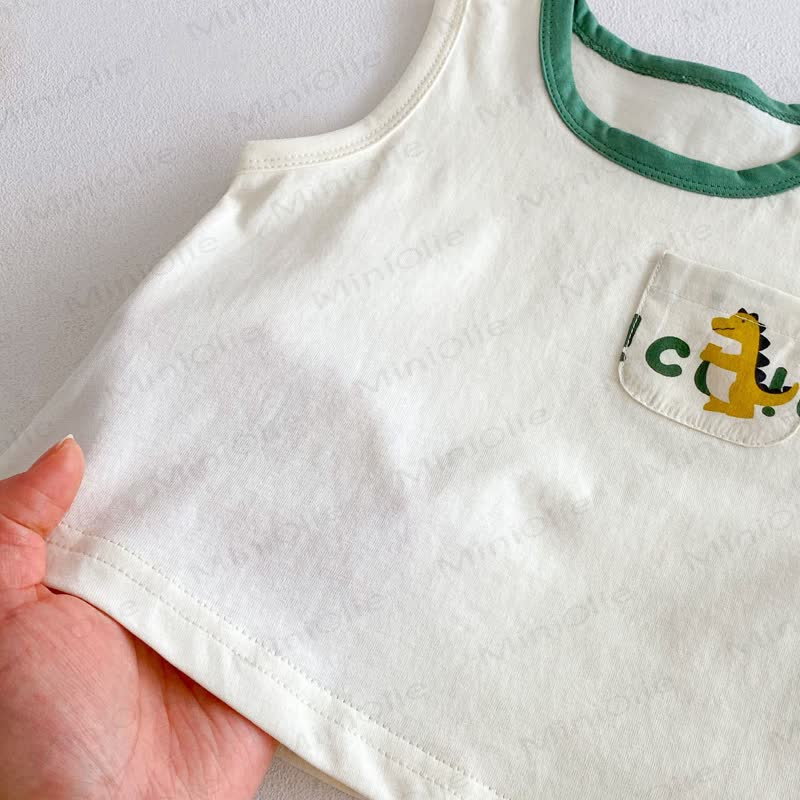 Canotta o pantaloncini con bretelle in cotone con stampa di dinosauri per bambini piccoli - image 6