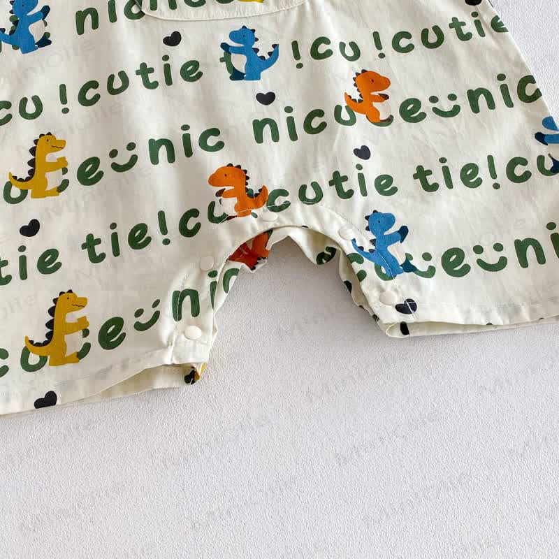 Canotta o pantaloncini con bretelle in cotone con stampa di dinosauri per bambini piccoli - image 9