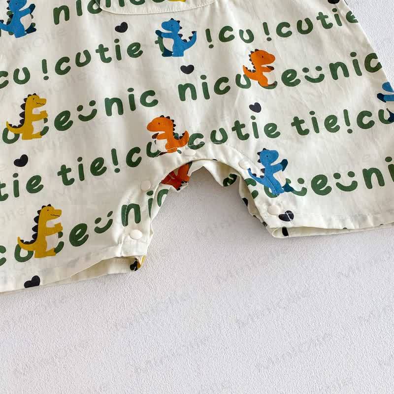 Canotta o pantaloncini con bretelle in cotone con stampa di dinosauri per bambini piccoli - image 9