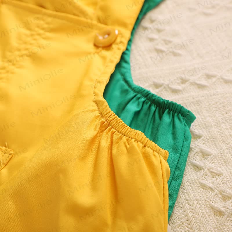 Completo da bambino composto da maglietta con stampa di bassotto e pantaloncini con bretelle, due pezzi. - image 6