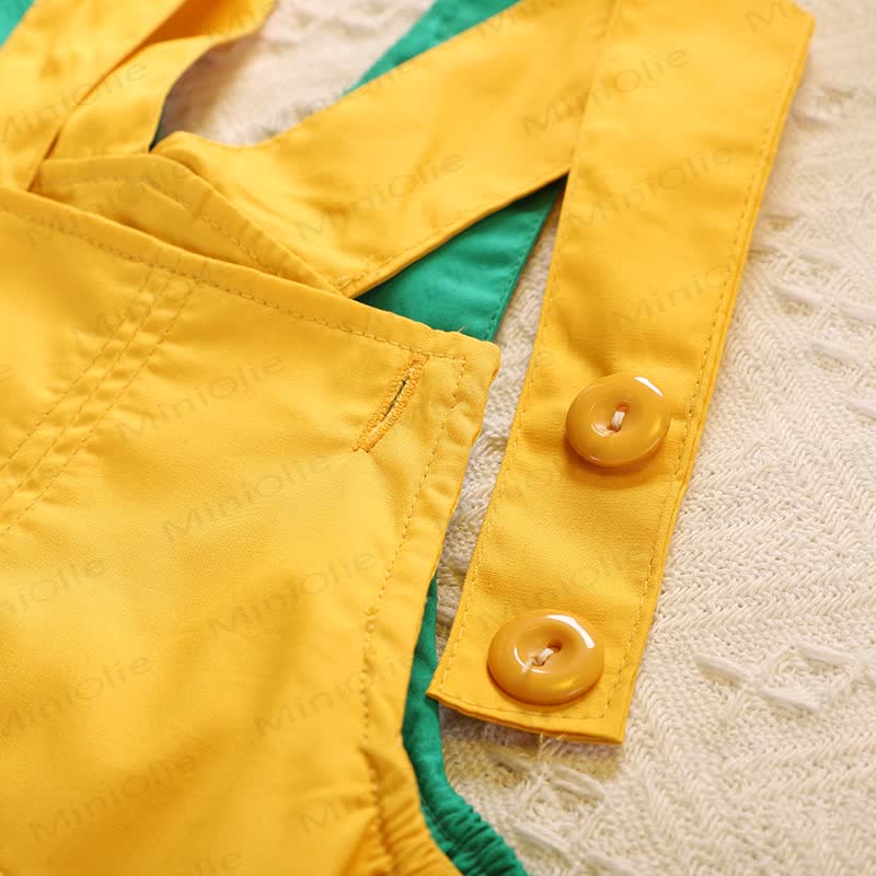Completo da bambino composto da maglietta con stampa di bassotto e pantaloncini con bretelle, due pezzi. - image 9