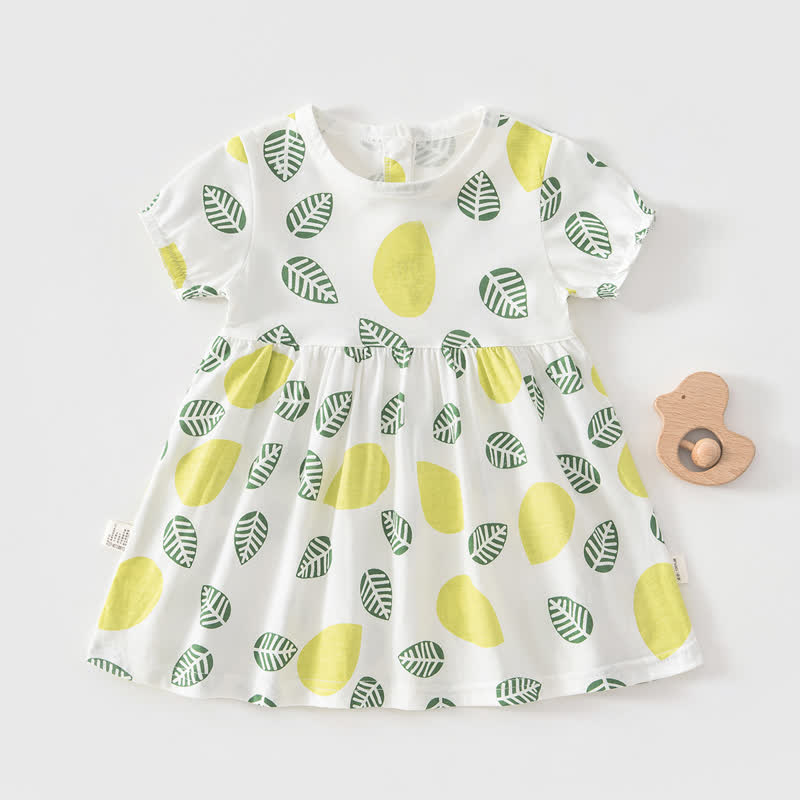 Vestito estivo a maniche corte per bambina, con stampa frutta/animali. - Limone bianco - 4-5T - image 6