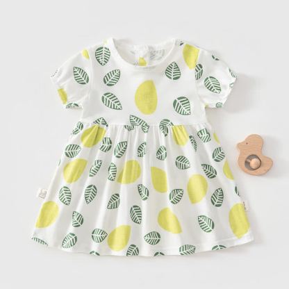 Vestito estivo a maniche corte per bambina, con stampa frutta/animali. - Limone bianco - 4-5T - image 6