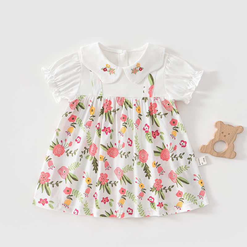 Vestito estivo a maniche corte per bambina, con stampa frutta/animali. - Fiori rosa - 4-5T - image 9