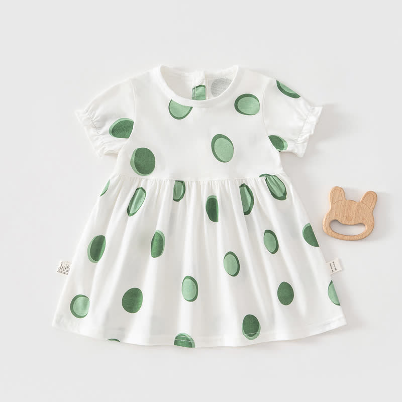 Vestito estivo a maniche corte per bambina, con stampa frutta/animali. - Pois bianchi - 4-5T - image 14