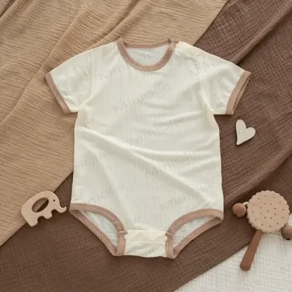 Tutina da neonato in modal a coste con bottoni e motivo animali - Body beige - 18-24 mesi - image 5