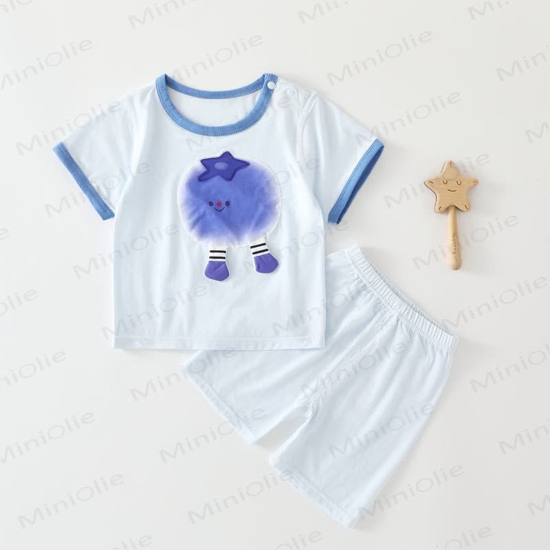 Completo a maniche corte con stampa di frutta baby - Blu - 3-4 anni - image 2