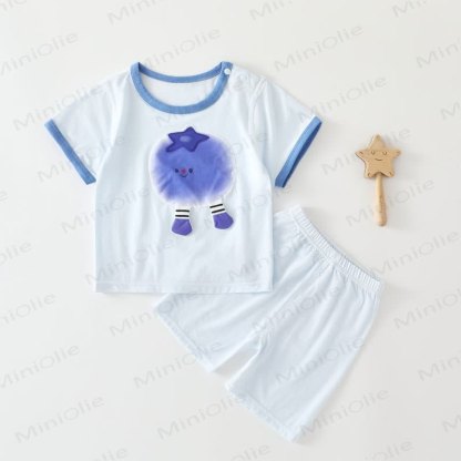 Completo a maniche corte con stampa di frutta baby - Blu - 3-4 anni - image 2