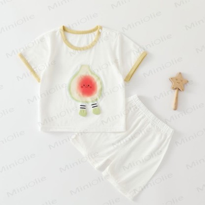 Completo a maniche corte con stampa di frutta baby - Bianco - 3-4 anni - image 5