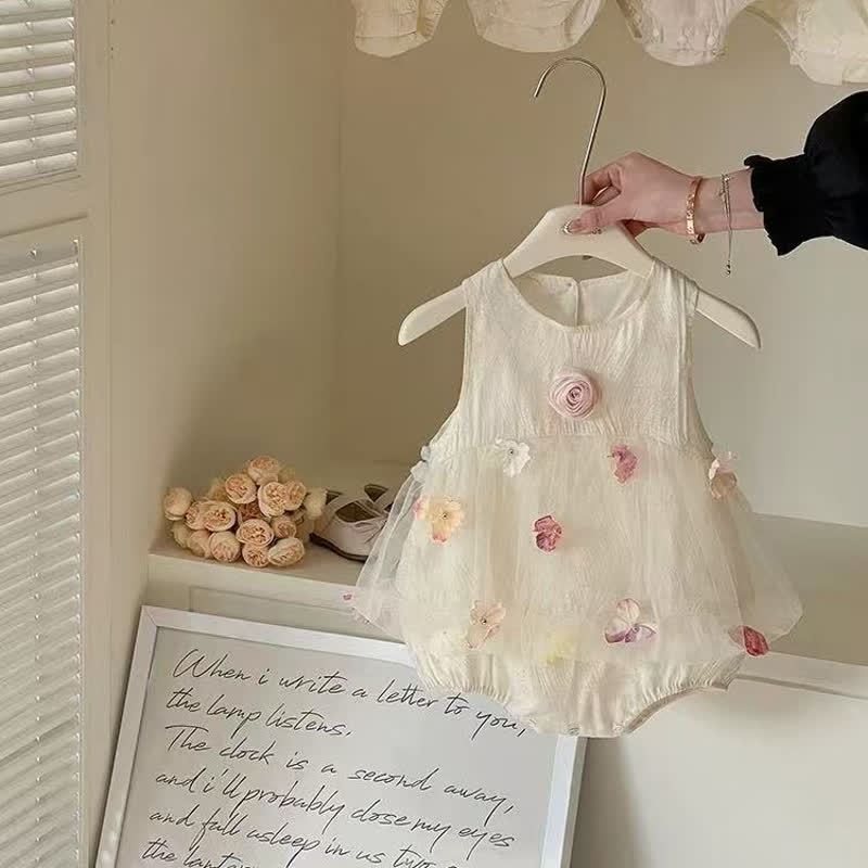 Body da festa per neonati in tulle floreale - Beige - 18-24 mesi - image 11