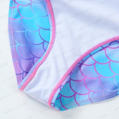 Costume da bagno per bambina con body a balze a squame di sirena. - image 6