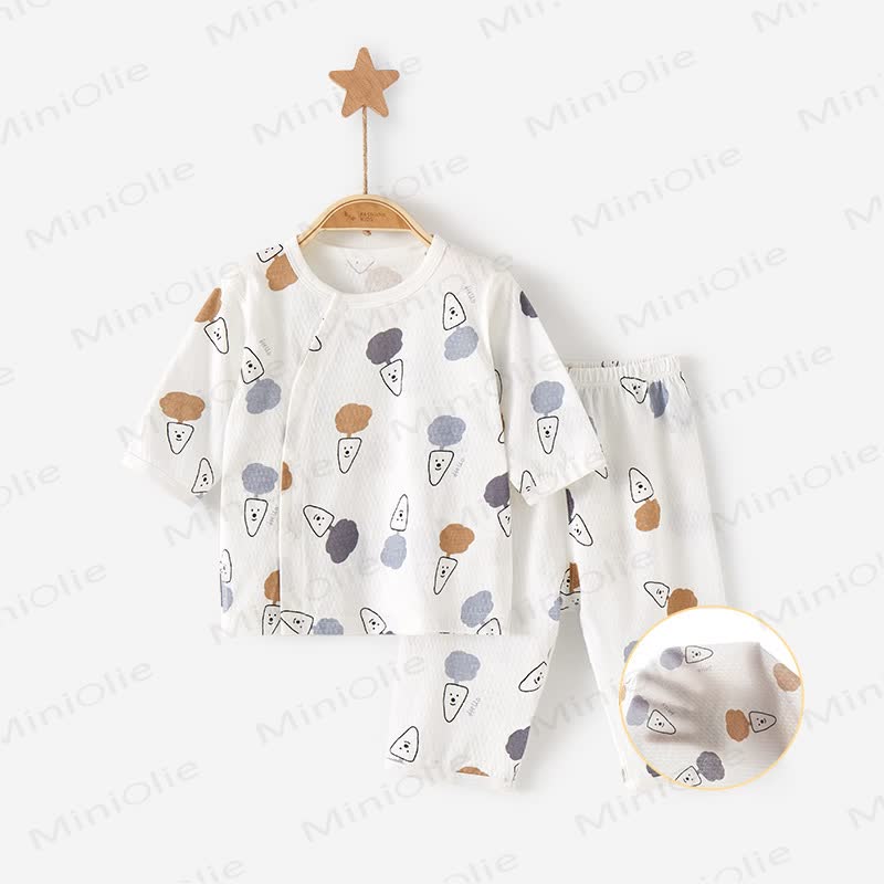 Completo per neonato con stampa floreale e maniche corte - Carota bianca - 2-3T - image 6