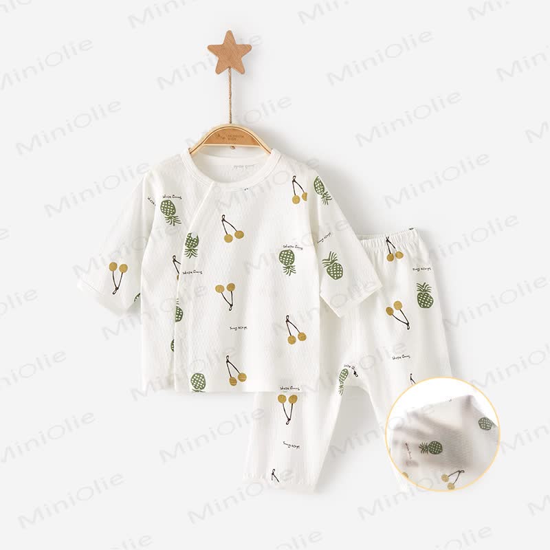 Completo per neonato con stampa floreale e maniche corte - Ananas giallo - 2-3T - image 7
