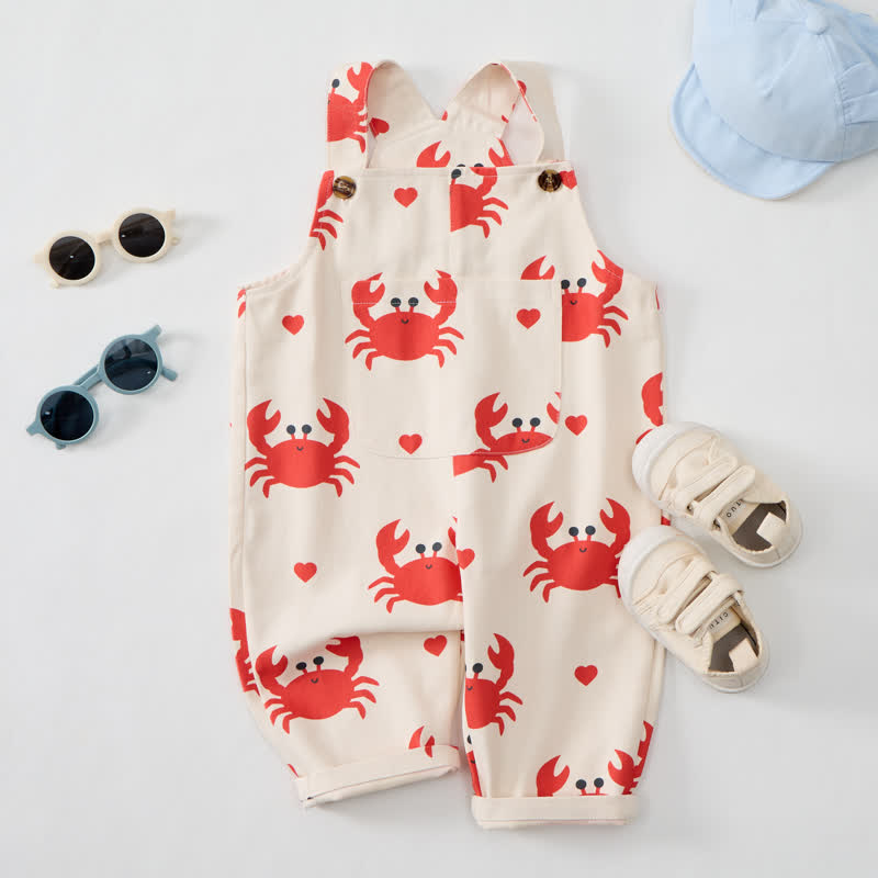 Salopette beige per neonati e bambini con stampa di granchi - image 2