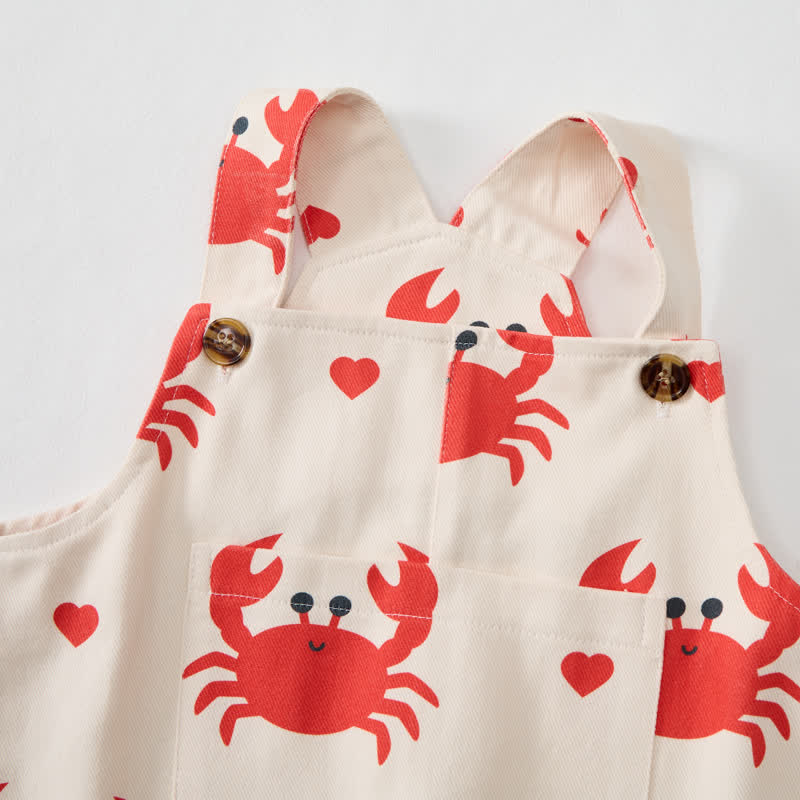 Salopette beige per neonati e bambini con stampa di granchi - image 4
