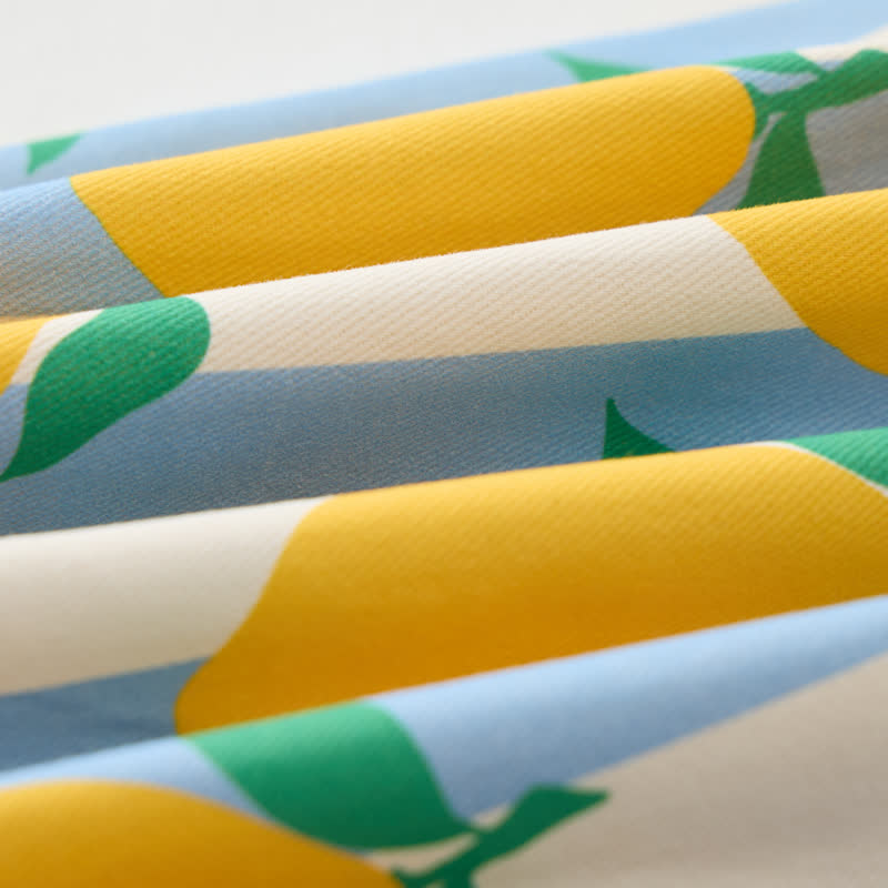 Salopette per neonati e bambini piccoli con stampa di limoni e righe blu - image 4