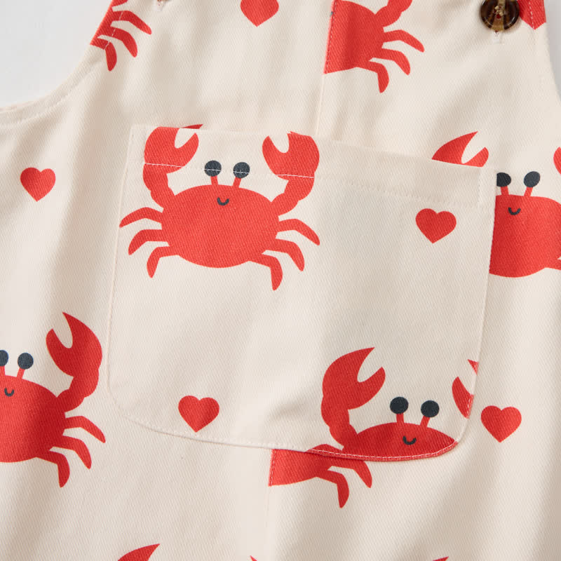 Salopette beige per neonati e bambini con stampa di granchi - image 5
