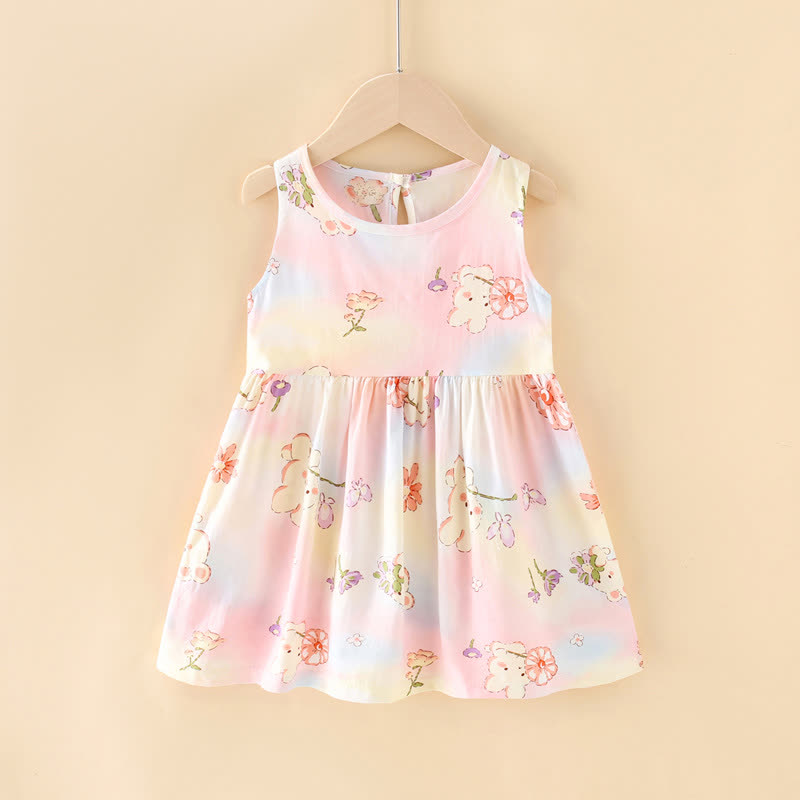 Vestito estivo per bambina con stampa floreale/animali - Coniglio rosa - 10-11T - image 3