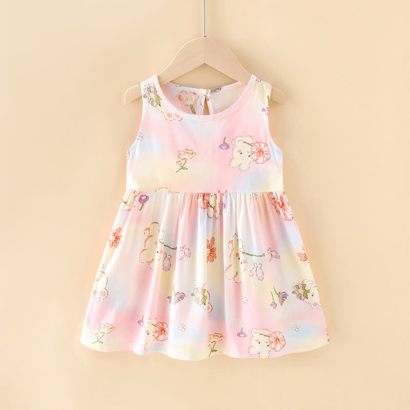 Vestito estivo per bambina con stampa floreale/animali - Coniglio rosa - 10-11T - image 3