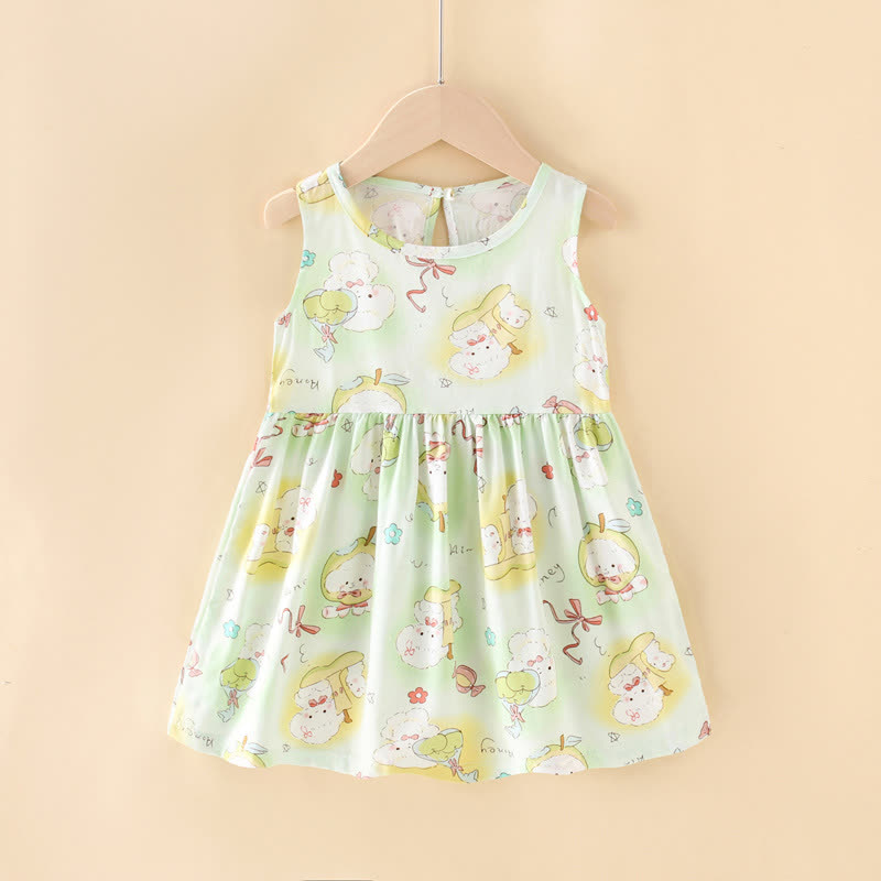 Vestito estivo per bambina con stampa floreale/animali - Coniglio verde - 10-11T - image 10