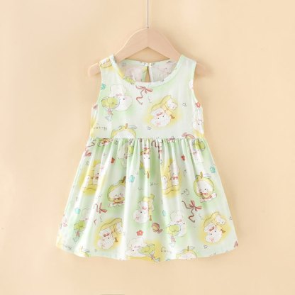 Vestito estivo per bambina con stampa floreale/animali - Coniglio verde - 10-11T - image 10