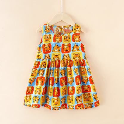 Vestito estivo per bambina con stampa floreale/animali - Tigre Arancione - 10-11T - image 13