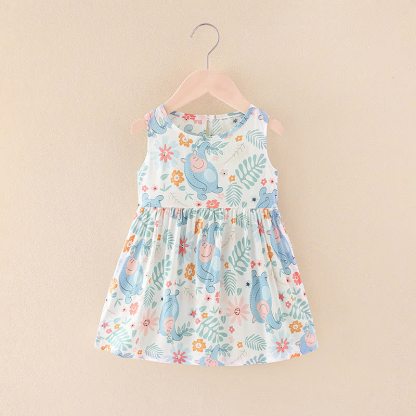 Vestito estivo per bambina con stampa floreale/animali - Scimmia blu - 10-11T - image 27