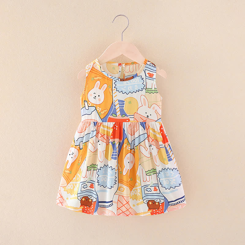Vestito estivo per bambina con stampa floreale/animali - Coniglio Beige - 10-11T - image 29
