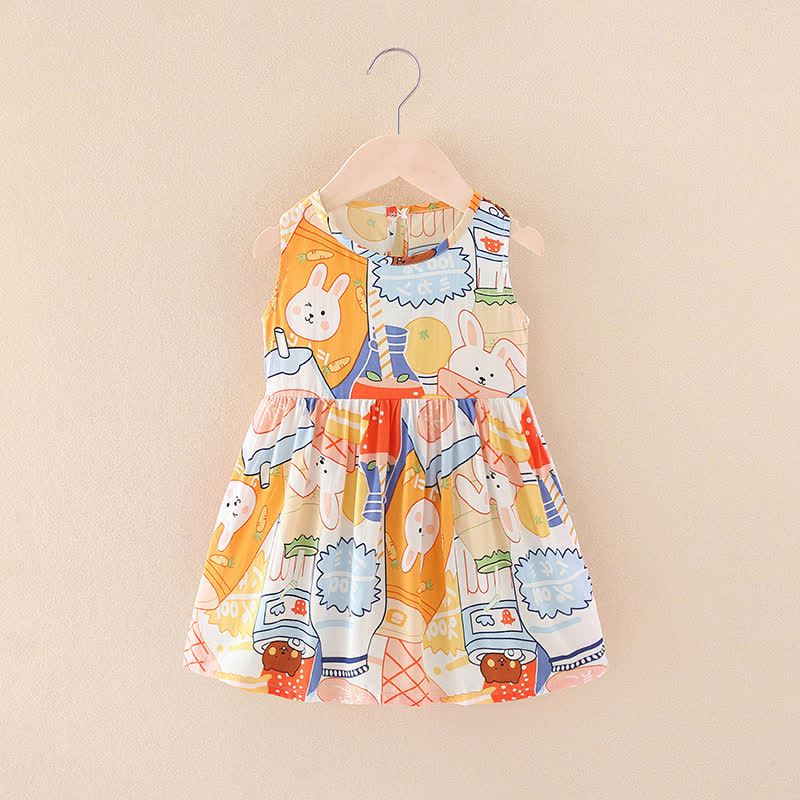 Vestito estivo per bambina con stampa floreale/animali - Coniglio Beige - 10-11T - image 29