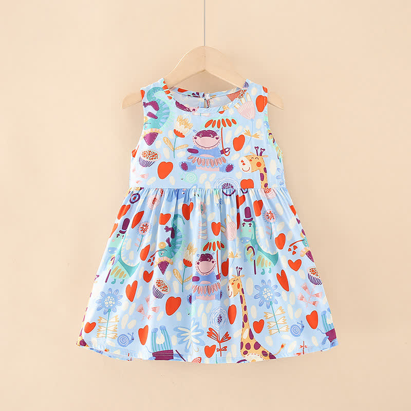Vestito estivo per bambina con stampa floreale/animali - Animali blu - 10-11T - image 32