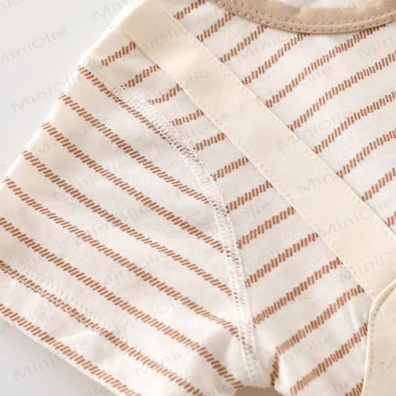 Body in cotone a righe con tasche e orsetto - image 3