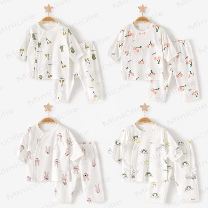 Completo per neonato con stampa floreale e maniche corte - image 1