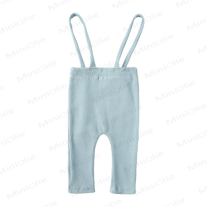 Pantaloni con bretelle a coste in cotone per neonati - image 5