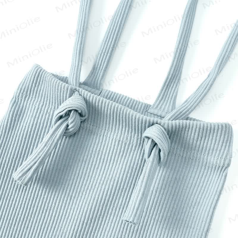 Pantaloni con bretelle a coste in cotone per neonati - image 6