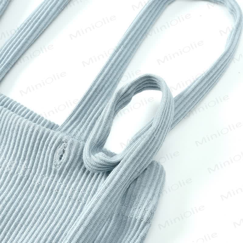 Pantaloni con bretelle a coste in cotone per neonati - image 7