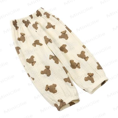 Pantaloni a palloncino in cotone con stampa floreale per bambini Kids Tales - Orso beige - 8-9T - image 3