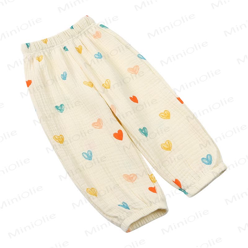 Pantaloni a palloncino in cotone con stampa floreale per bambini Kids Tales - Cuore Beige - 8-9T - image 4