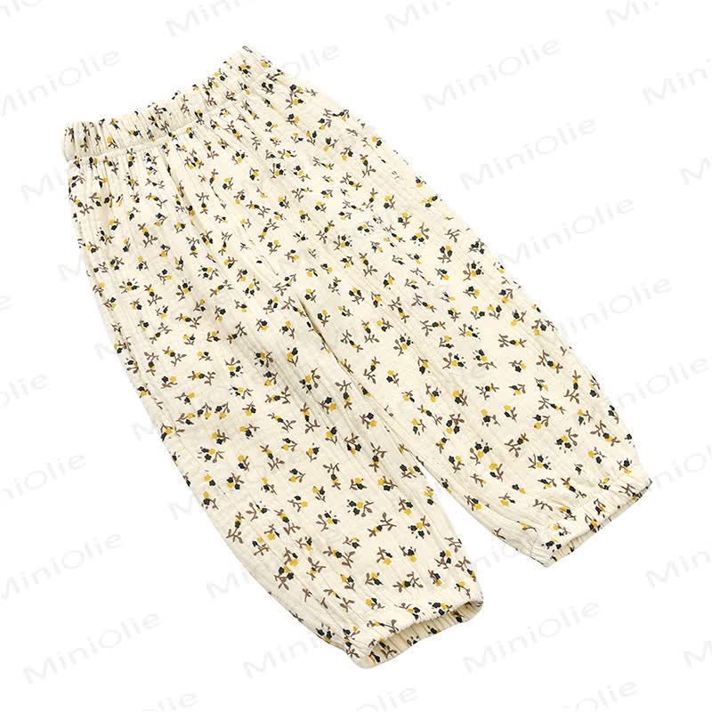 Pantaloni a palloncino in cotone con stampa floreale per bambini Kids Tales - Beige Champagne - 8-9T - image 6
