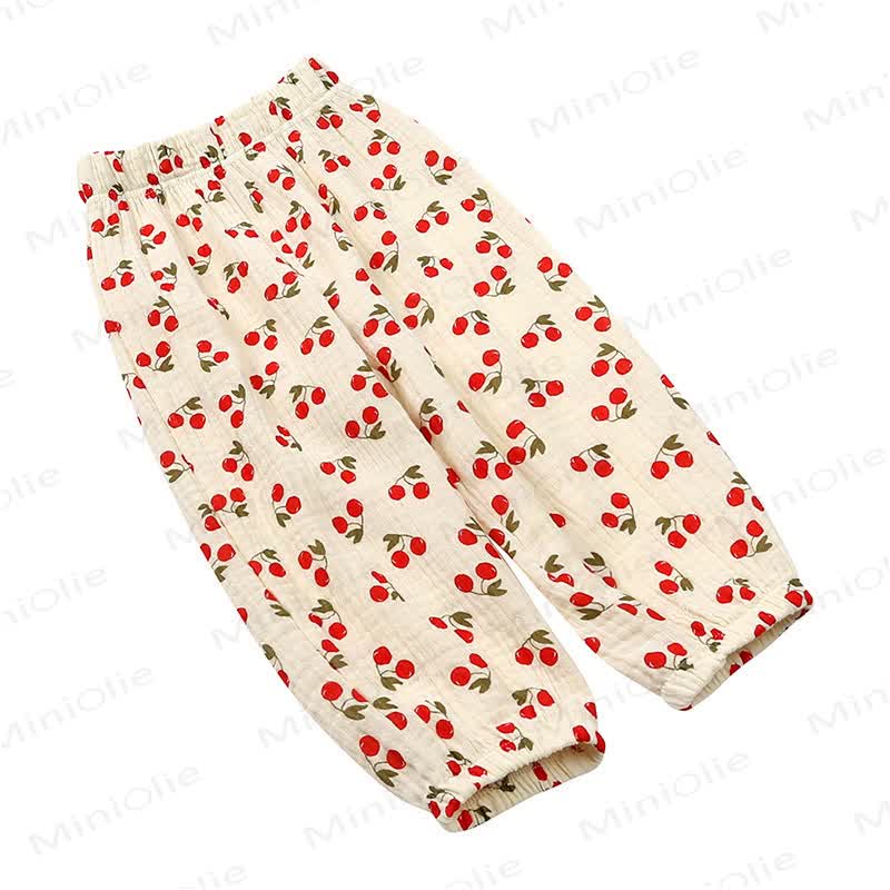 Pantaloni a palloncino in cotone con stampa floreale per bambini Kids Tales - Ciliegia Beige - 8-9T - image 10