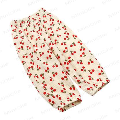 Pantaloni a palloncino in cotone con stampa floreale per bambini Kids Tales - Ciliegia Beige - 8-9T - image 10
