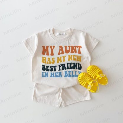 Mia zia ha il mio nuovo migliore amico nella sua pancia. Set da 2 pezzi bianco per neonati. - Bianco - 18-24 mesi - image 1