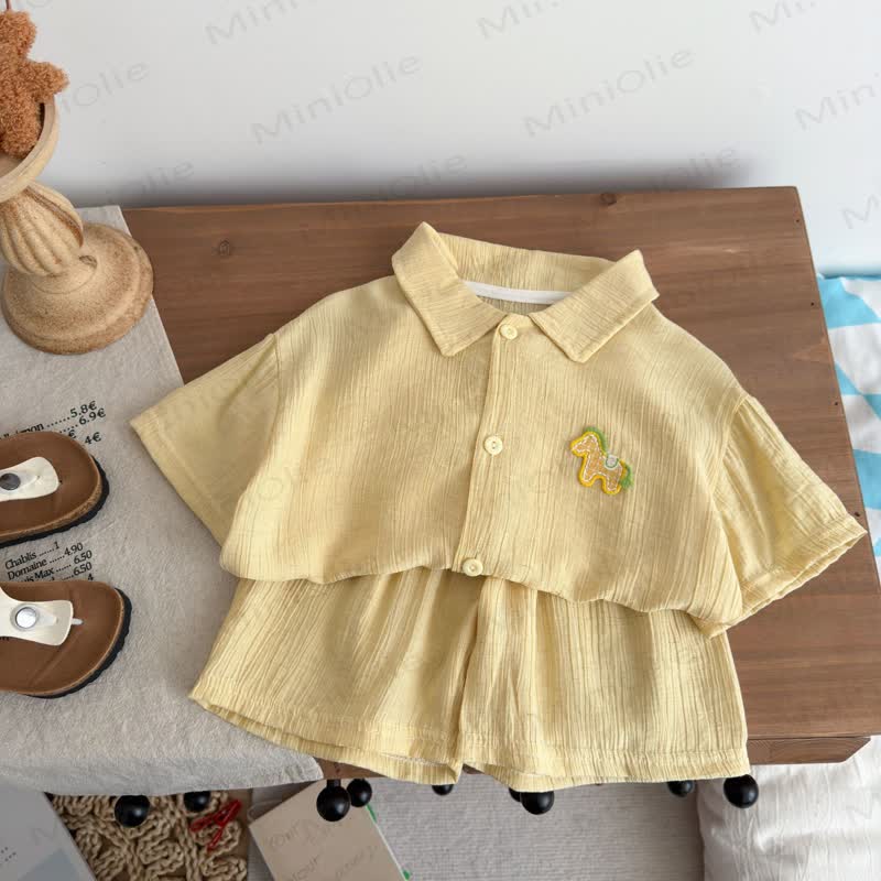 Completo 2 pezzi composto da polo e pantaloncini in lino per bambini - image 4