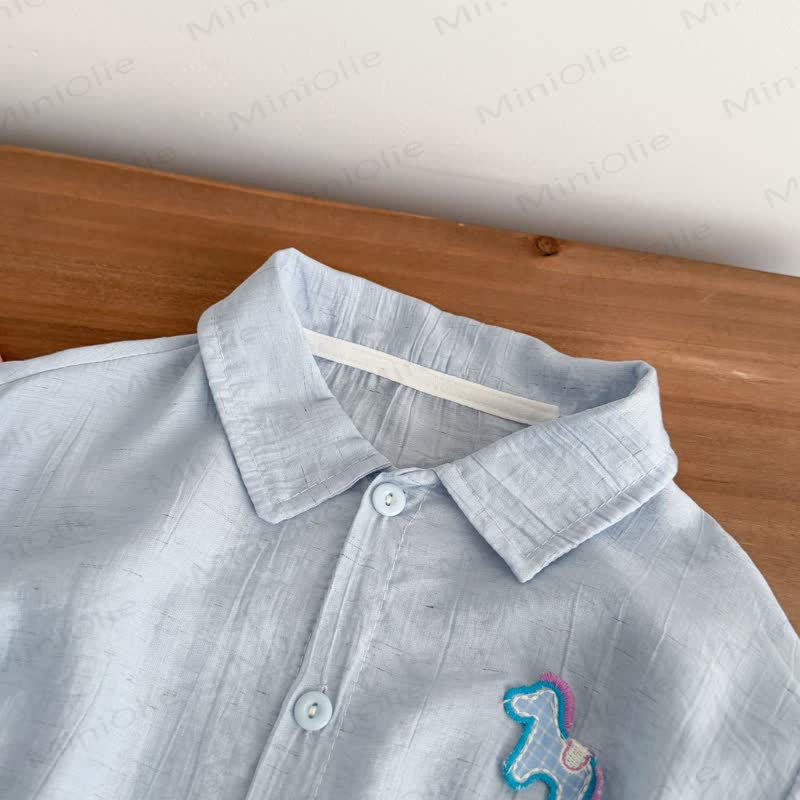 Completo 2 pezzi composto da polo e pantaloncini in lino per bambini - image 6