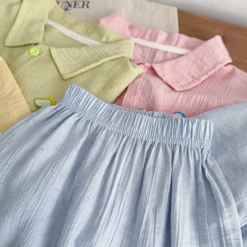 Completo 2 pezzi composto da polo e pantaloncini in lino per bambini - image 8