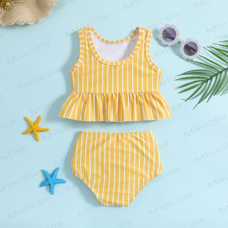 Costume da bagno a due pezzi a righe per bambina. - image 2