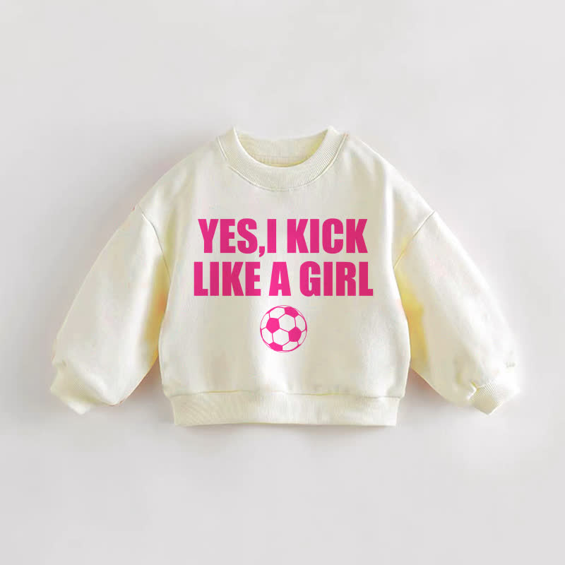 SÌ, CALCIO COME UNA RAGAZZA Felpa color crema per neonati e bambini - Crema - 3-5T - image 1