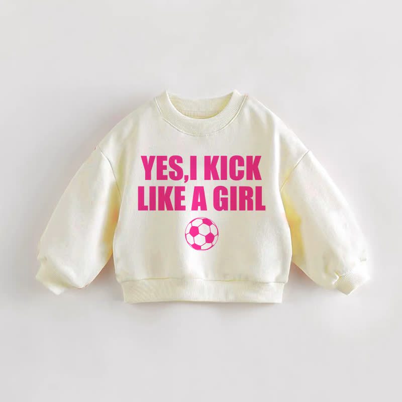 SÌ, CALCIO COME UNA RAGAZZA Felpa color crema per neonati e bambini - Crema - 3-5T - image 1
