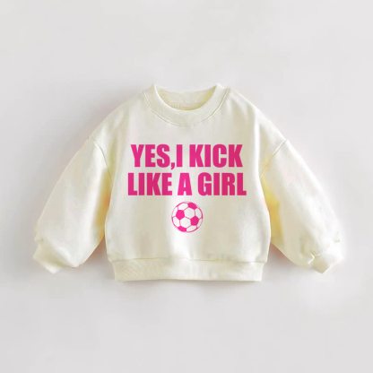 SÌ, CALCIO COME UNA RAGAZZA Felpa color crema per neonati e bambini - Crema - 3-5T - image 1