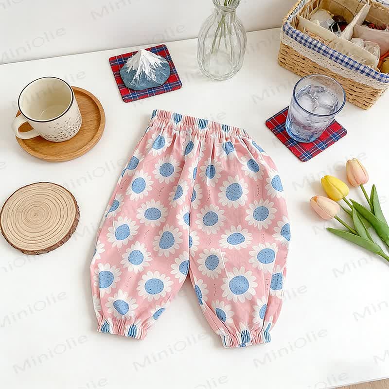 Pantaloni in cotone per bambini con elastico in vita - Rosa - 8-9T - image 3